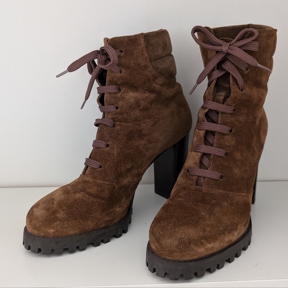 Stuart Weitzman Cyler color block lace up booties - Picture 6 of 13